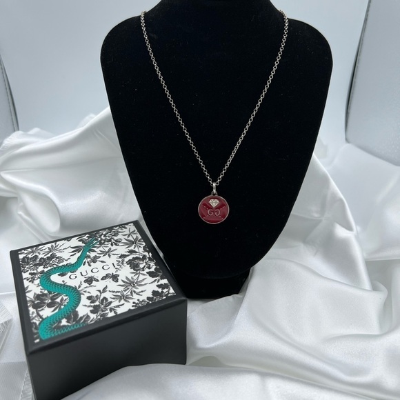 GUCCI Red Ghost 925 Silver Necklace - Picture 1 of 2